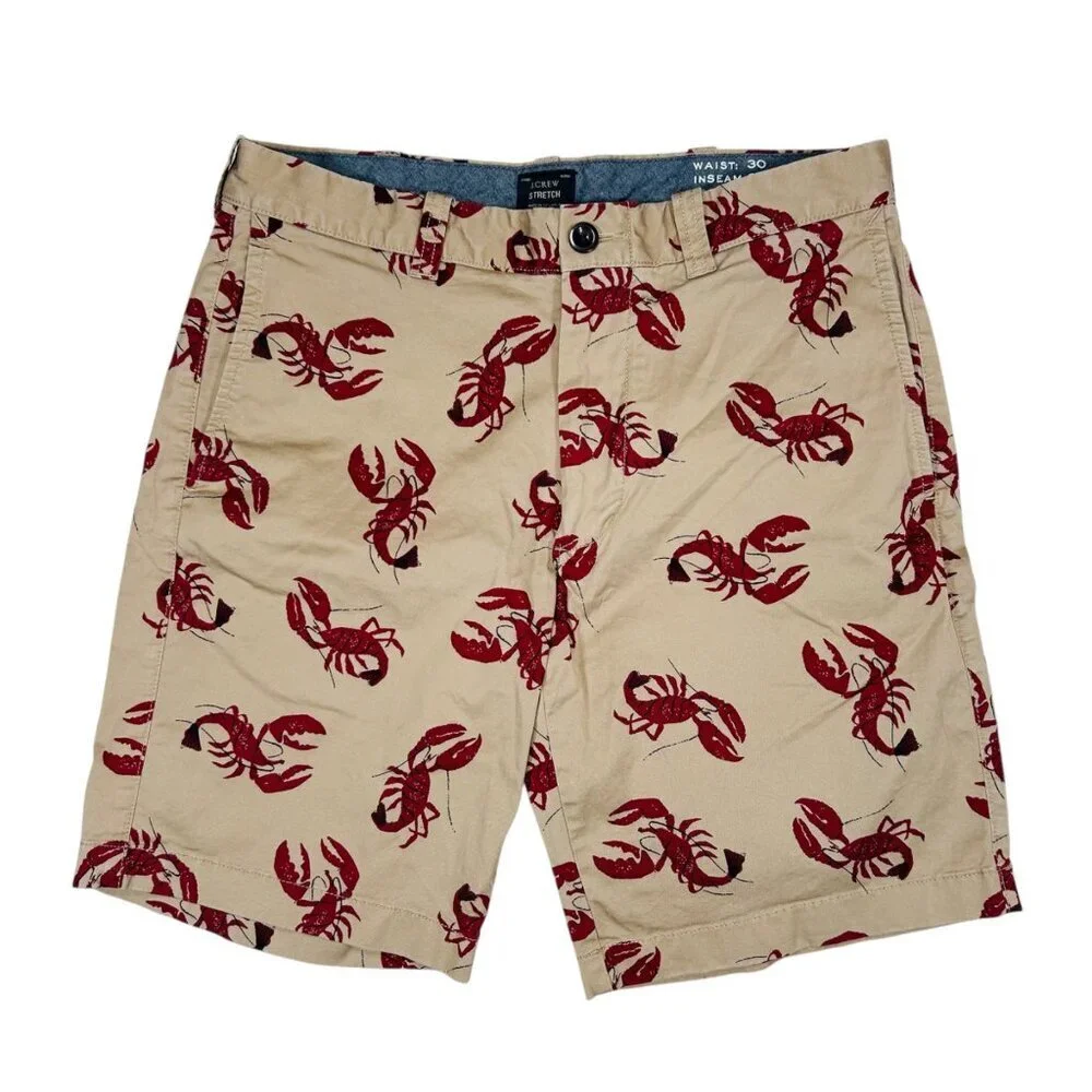 J.Crew Chino Lobster Shorts 30 Men Coastal Graphic Brunch Party